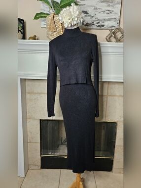Sonoma Black Ribbed Knit Maternity Dress